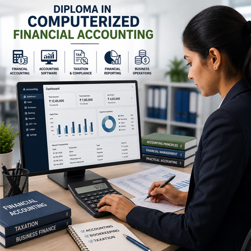 AI Integrated Career Courses After +2 & Degree Accountant using computer software and calculator to manage financial records and reports