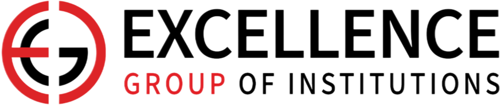 Excellence Group of Institutions official logo representing professional education, healthcare, management, aviation, logistics, and skill development courses in Kerala.