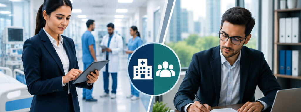 Professionals managing hospital operations and healthcare organizations